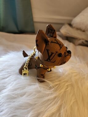 Designer-Inspired Brown Monogram Dog Keychain/Bag Charm